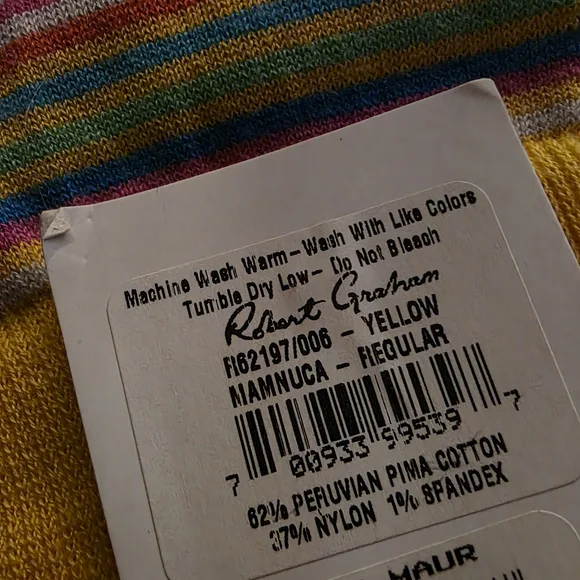 Robert Graham Multicolor Striped Crew Socks in Green, Yellow, Blue, Pink, White - Picture 6 of 7